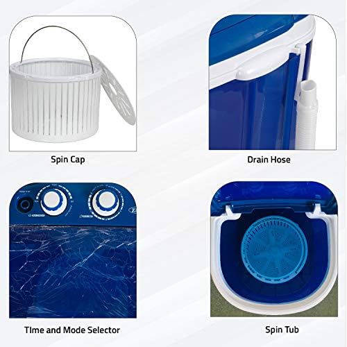 Portable Single Tub Washer And Spin Dryer- The Laundry Alternative- Mini Washing Machine- Portable Clothes Washer And Dryer- Travel Washing Machine- Small Washing Machine For Small Clothes