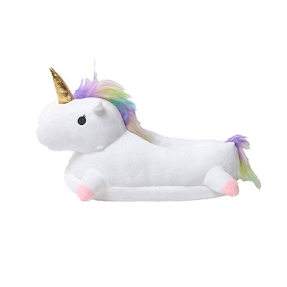 Unicorn Slipper Winter Warm Soft Plush Shoes for Home Indoor/Outdoor (White)