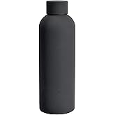 SuperGeneriX 17oz Matte Finish Stainless Steel Water Bottle | Vacuum Insulated Travel Bottle |12 hrs Hot & 18 hrs Cold| Smooth Rubber Finish Water Bottle (Black)