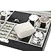 SILYHEART Watch Box Organizer Black Pu Leather Jewelry Display Case Storage Tray for Women & Men
