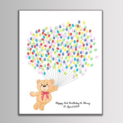 Custom Signature Guestbook Baby Shower Guest Book alternative, Personalized Fingerprint Balloon Guestbook, with 2 Ink Pads