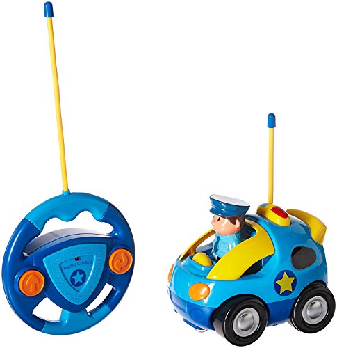 Pack of 2 Cartoon Remote Control (R/C) Police Car & Fire Truck Radio Control Toys for Kids and Toddlers with Sound and Lights by Dimple 49 & 27 Frequency, Best RC Toy and Gift for Kids