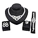 Paxuan Womens Silver Gold Plated Alloy Rhinestone African Jewelry Set Curb Chain Choker Necklace Stud Earrings Link Bracelet Ring Set (Silver)