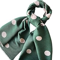 Monbedos Women Girl Warm Autumn Scarf Green + Pink Pleated Cashmere Polka Dot Double-Sided Scarf