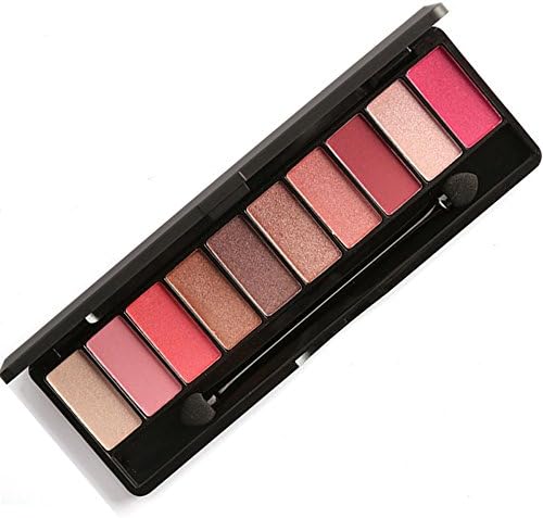 Eyeshadow Palette, 7 Matte &amp; 3 Shimmer Shades, Highly-Pigmented Warm and Neutral Colors, Professional Makeup Palette with Double-Ended Blending Brush by LILYOBEAUTY (Brown&amp;Red#2)