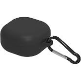 Geekria Silicone Case Cover Compatible with Samsung Galaxy Buds FE, Protective Earbuds Skin Cover with Keychain Hook, Charging Port Access, Black