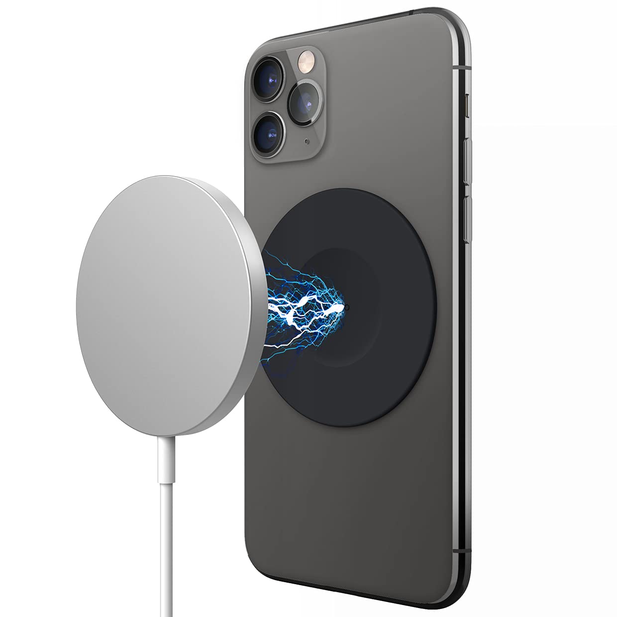 elago Black Magnetic Guide Sticker Compatible with Apple MagSafe Charger, Wireless Charging iPhones & Galaxy Phones