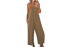 GENERIC Jumpsuits for Women 2023 Summer Loose Sleeveless Romper Spaghetti Strap Stretchy Long Pant Jumpsuit with Pockets