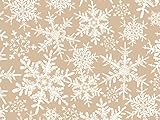 Tan White Kraft Snowflakes Holiday Wrap Wrapping Paper - 16 Feet Roll