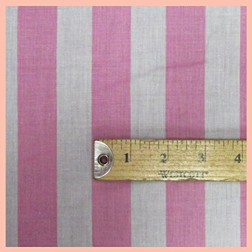 Stripe 1 inch Poly Cotton Fabric 58 inches Width Sold by The Yard Pink/White