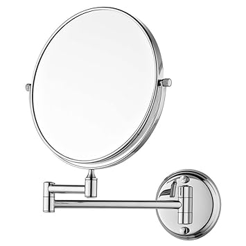 JPS(tm) 8 Makeup Mirror/Shaving Mirror/Bathroom Mirror with 10X Magnifying Mirror & Wall Bracket with Adjustable Frame (Series:- Silver)