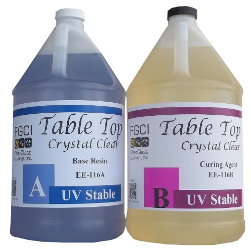 Epoxy Crystal Clear Table Top Resin, 1:1, 2 Gallon Kit, Crystal Clear, Parts A & B Included