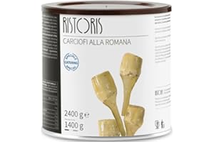 KOMIRO Tita Italian Roman Style Artichokes, Top Italian Artichokes, Marinated Roman Style, Canned, Seasoned, Fresh Artichokes, Flavorful, Versatile, Classic Dish, Net Weight: 5 lb 4.7 oz / 2400 gr_AB