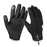 Lonew Touch Screen Gloves, Winter Warm Thermal Gloves Black Gel Men & Women Gloves for Cycling, Running, Climbing and Winter Outdoor Sports - Waterproof & Windproof and Adjustable Size