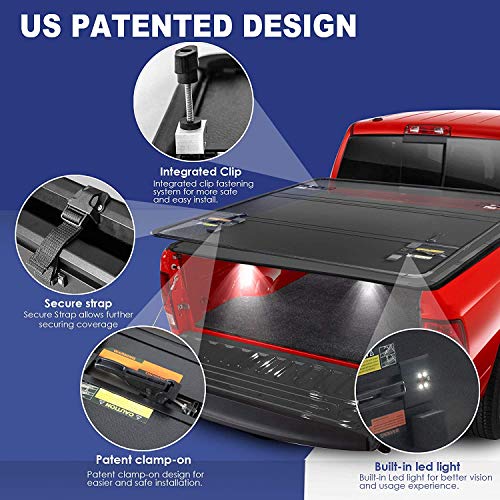 MOSTPLUS TriFold Hard Truck Bed Tonneau Cover On Top Compatible for