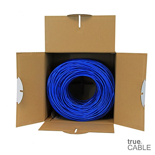 Cat5e Shielded Riser (CMR), 1000ft, Blue, Solid Bare Copper Bulk Ethernet Cable, 350MHz, ETL Listed, 24AWG, Overall Foil Shield (FTP), trueCABLE