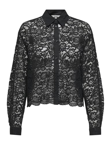 ONLY Onljilli Lace Mix Maglietta Wvn, Nero, S