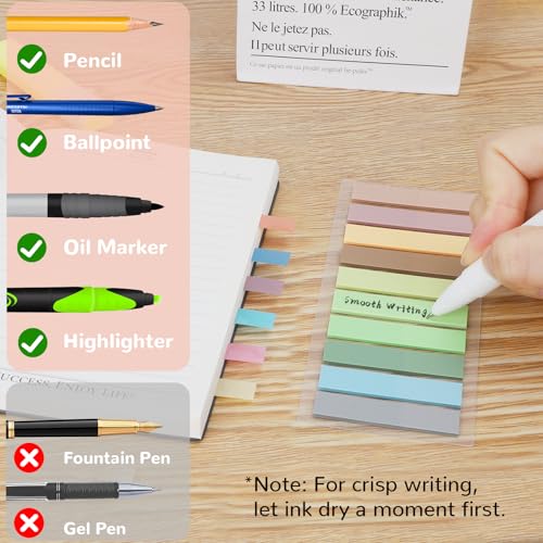 Euqvunn 1400 Pieces Adhesive Markers, 7 Pads, 70 Colors Sticky Bookmarks, Transparent Sticky Notes, Repositionable Translucent Eyelash Indexes for Office and Planning