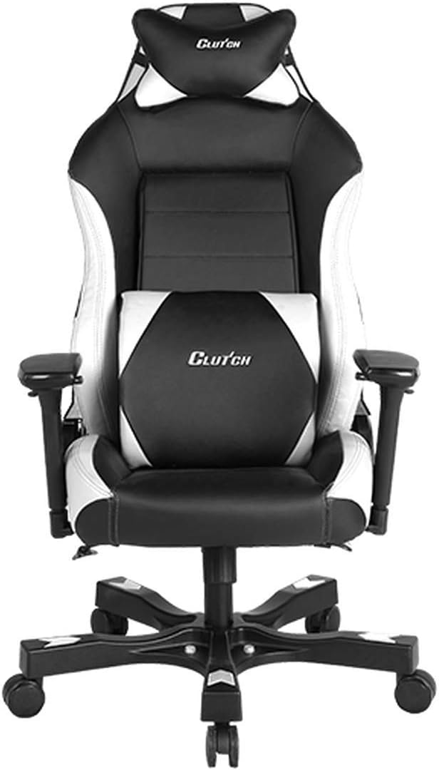 Clutch Chairz The Best Gamming Chairs - Ergonomic Gaming Chair, Video Game Chairs, Office Chair, High Chair and Lumbar Pillow for Computer Desk - Black/White - Shift Series