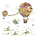 ElecMotive Penguins Clouds Bear Giraffe on Colorful Balloons Decorative Peel & Stick Wall Art Sticker Decals Kids Boys Nursery Wall Art Room Decor (Colorful Balloons)