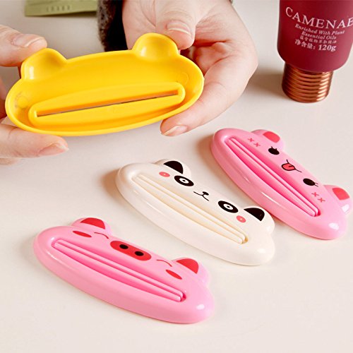 Vanki 5 pcs Rolling Toothpaste Dispenser Tube Squeezer Cartoon Animals,random color