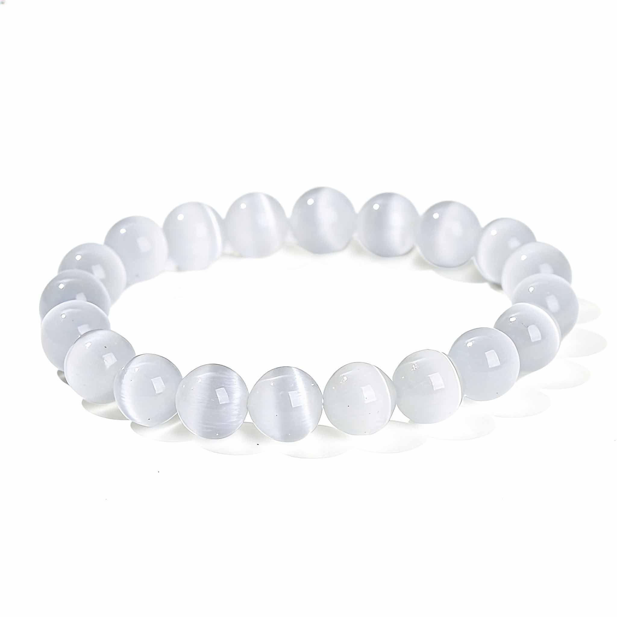 Selenite Beaded Round Bracelet Crystal Fashion Accessory Men Women Gift Handcrafted