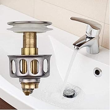Nvyue Wash Basin Bounce Drain Filter Brass Bathroom Sink Drain No Overflow Pop Up Bathroom Sink Drain Plug With Basket Pop Up Kitchen Sink Drain Strainer 1 38 Diameter Amazon Com
