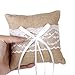 Vintage Jute Rustic Wedding Ring Pillow 6 inch x 6 inch