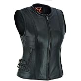 A&H Apparel Women Motorcycle Biker Classic Vest Genuine Cowhide Leather Vest With Gun Pocket