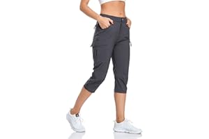 GymBrave Women's Hiking Cargo Pants Quick Dry Outdoor Camping Capris Water Resistant UPF 50 with Zipper Pockets