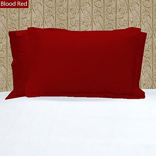 650 Thread Count 2 Piece Pillow Shams 100% Egyptian Cotton Solid Pattern All Size &amp; Colors ( Queen , Blood Red) By Furnish Homes