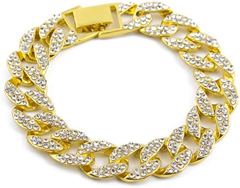 Love Andara Miami Cuban Link Cz 15mm Full Stone Iced-out Gold Plated Hip Hop 8" Inch Bracelet