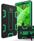 TIANLI Samsung Galaxy Tab A 10.1 Case Hard Kickstand Unique Veins Three Layer Heavy Duty High Impact Absorption Anti Scratch Fingerprint Resistant,Black Green