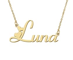 Aoloshow 18k Gold Plated Luna Heart Name Necklace