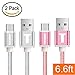 USB Type C, TekSonic [2 Pack] [Rose Gold - Silver] 6.6 Ft/2M Extra Long Braided USB-C to USB A cable charger sync cord for Macbook 12 inch, Pixel, LG G5, G6, Asus AiO, Nintendo Switch, Galaxy S8 Plus