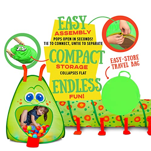 Kiddey Caterpillar Kids Play Tunnel and Tent 2 Pc. Crawl Through Baby