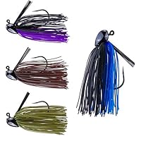 RUNCL Anchor Box - Flipping Jigs, Bass Fishing Jigs 3/8oz - Double Spike Trailer Keeper, Silicone Skirts, Taper-Shaped Streamlined Head, Weedguard System, Proven Colors - Fishing Lures (Pack of 4)