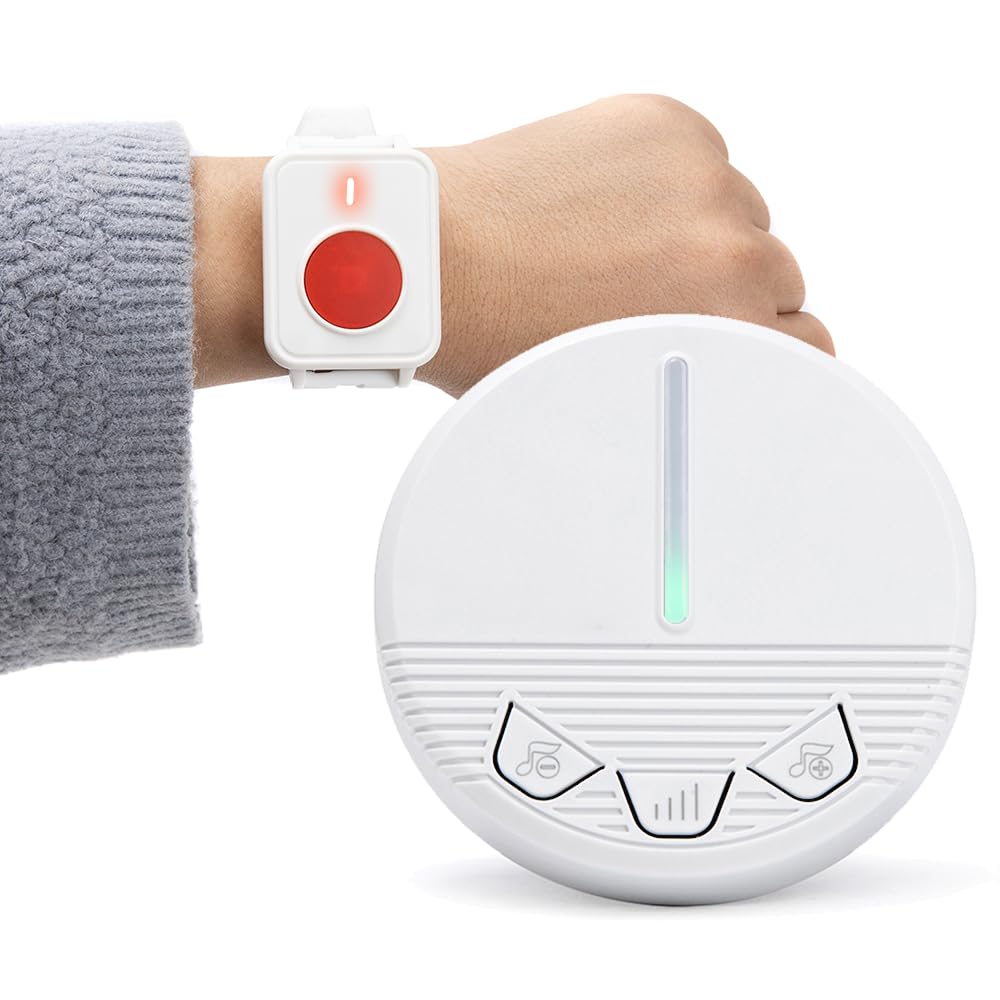 CYSSJF Panic Alarm for Elderly & Home Care – Wireless SOS Wristband with 120dB Receiver – Personal Emergency Call, No Wi‑Fi Needed, Waterproof, UK Plug
