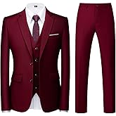Mens 3 Piece Tuxedo Suits Slim Fit Casual Suit Blazer Two Button Wedding Prom Jackets Vest&Trousers