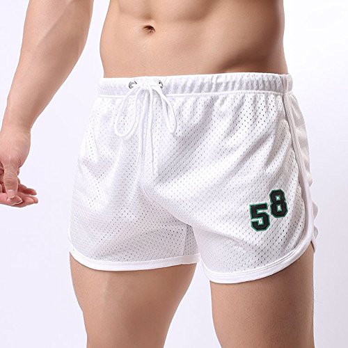 Men Gym Shorts, JOYFEEL Casual Quick Dry Bodybuilding Beach Shorts Running Workout Training Active Sport Shorts White
