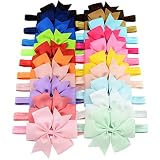 WillingTee 3 Inch Grosgrain Ribbon Hair Bows Headbands for Baby Girls Infants Kids and Toddler 20piece