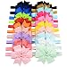 WillingTee 3 Inch Grosgrain Ribbon Hair Bows Headbands for Baby Girls Infants Kids and Toddler 20piece