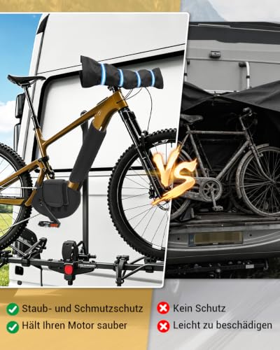 OlaVeg 3-Piece E-Bike Transport Protection Set for Handlebars Motor and Battery | Electronic protection protects against rain, splashes of water, dirt, nylon and neoprene, universal for e-bikes, black
