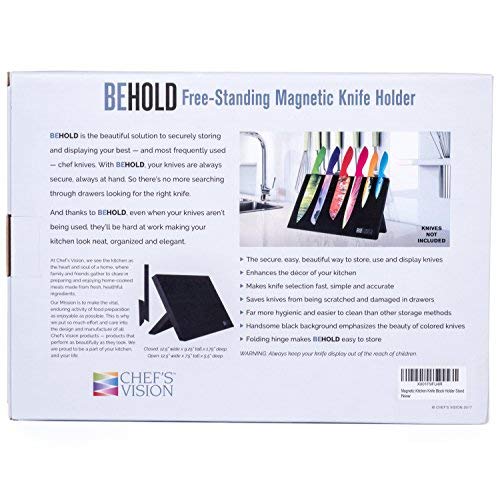 Magnetic Kitchen Knife Block - BEHOLD by Chef's Vision - Free Standing Knife Set Holder - Stylish Black Kitchen Knife Display - Ideal For Color Knives - Magnetic Stand For Beautiful Kitchen Decor - Thumbnail 7