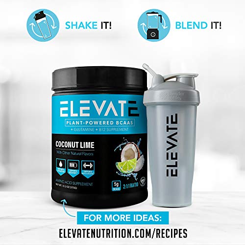 Elevate Plant Based Vegan BCAA Powder with B12 and Glutamine, BCAAs