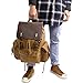 SUVOM Vintage Canvas Leather Laptop Backpack for Men School Bag 15.6