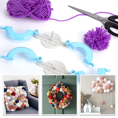 VGOODALL 20PCS Pom Pom Maker Kit, Pom Pom Makers with Colorful Yarn Skeins Knitting Puff Ball Maker Set for Kids Adults Beginners DIY Decoration