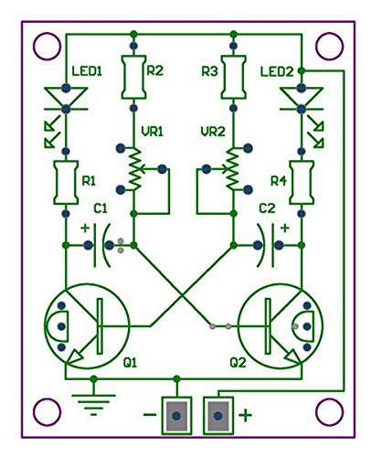 Adjustable Transistor Astable Multivibrator Circuit Learn Kit, LED Flashing, Practical Soldering Project Kit