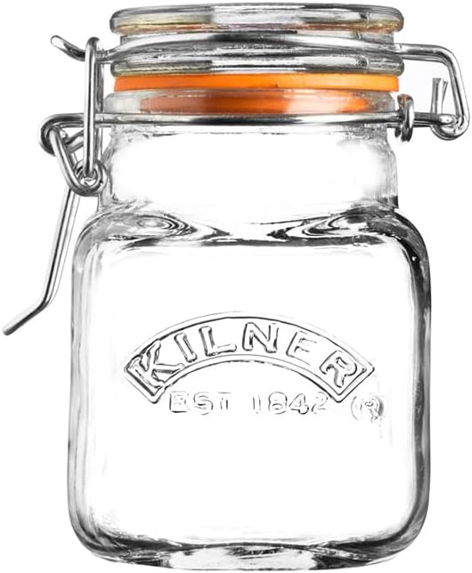 Kilner Clip Top Spice Jar 70ml Square Glass Airtight Kitchen Storage