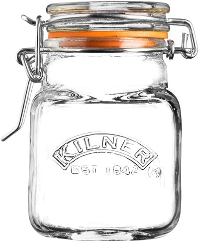 Kilner Clip Top Spice Jar 70ml Square Glass Airtight Kitchen Storage